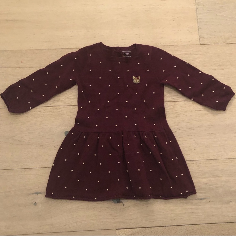 French brand Sergent Major maroon polka dot dress.